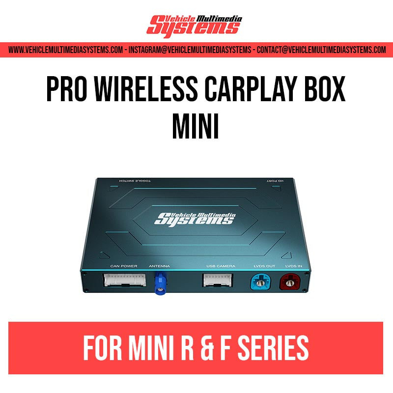 Pro Wireless CarPlay Box for MINI R & F Series, a black rectangular device.