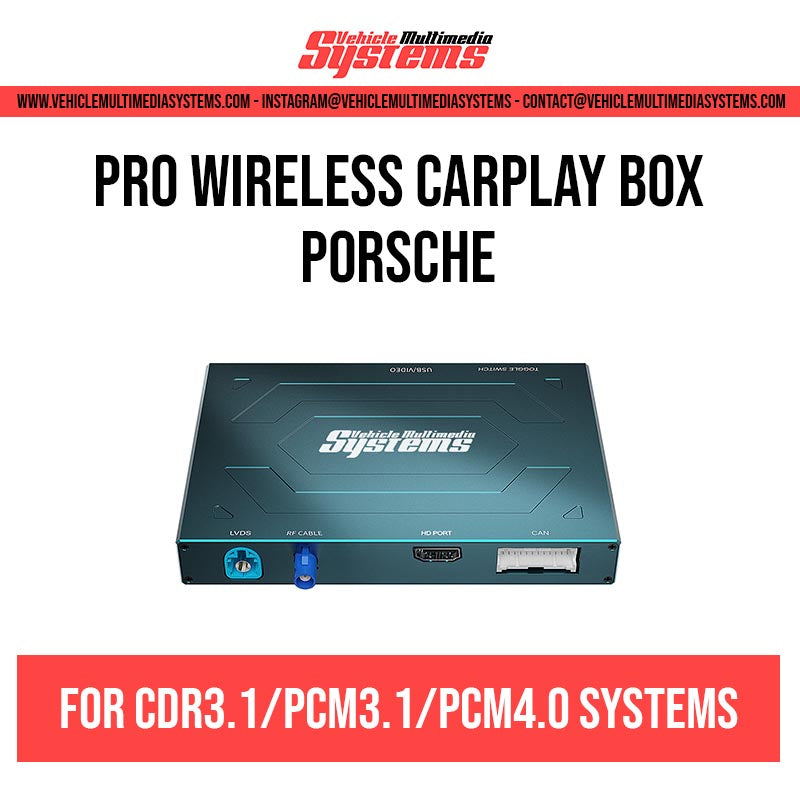 Pro Wireless CarPlay Box for Porsche CDR3.1/PCM3.1/PCM4.0 systems, a black rectangular device.