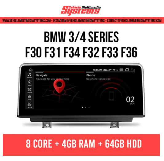BMW 3 Series 4 Series | F30 F31 F34 F32 F33 F36 | Android Screen | NBT, CIC, EVO